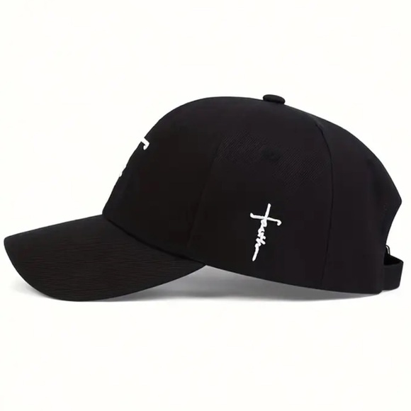 Black Baseball Cap with White Embroidery “FAITH” NWT - Picture 3 of 6